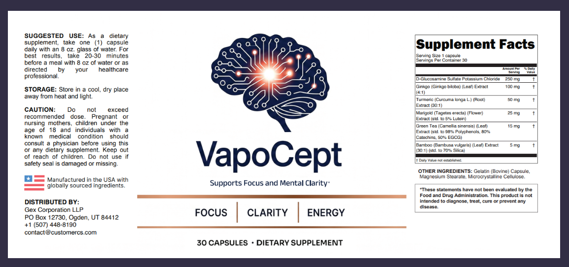 VapoCept supplement facts label
